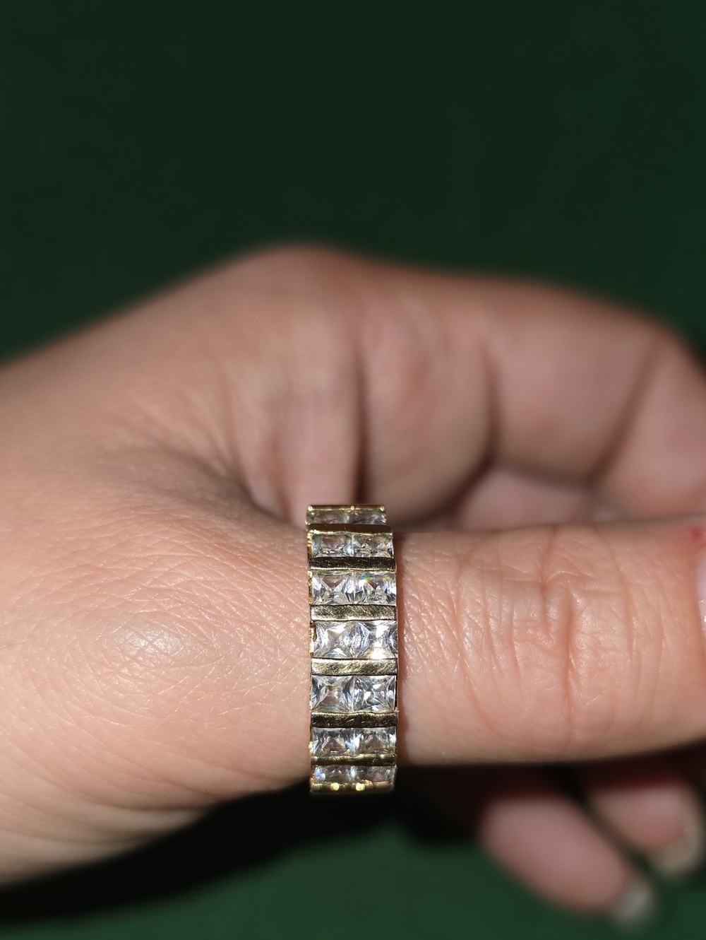 Gold-Tone Clear Crystal Eternity Band - Sparkling Stackable Ring